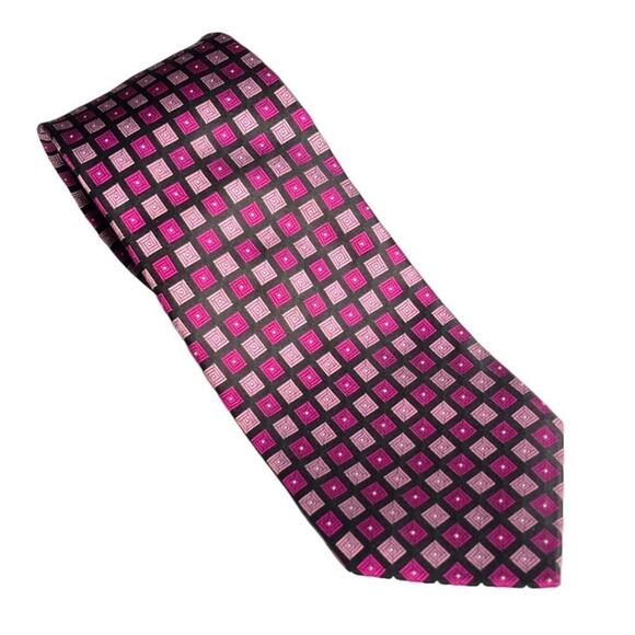 Donald J. Trump Geometric Squares Tie Pink Magenta Black